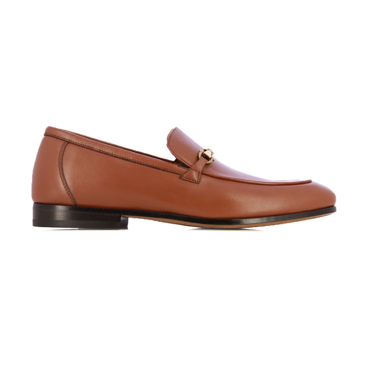 Leather Trim Loafers -Tan