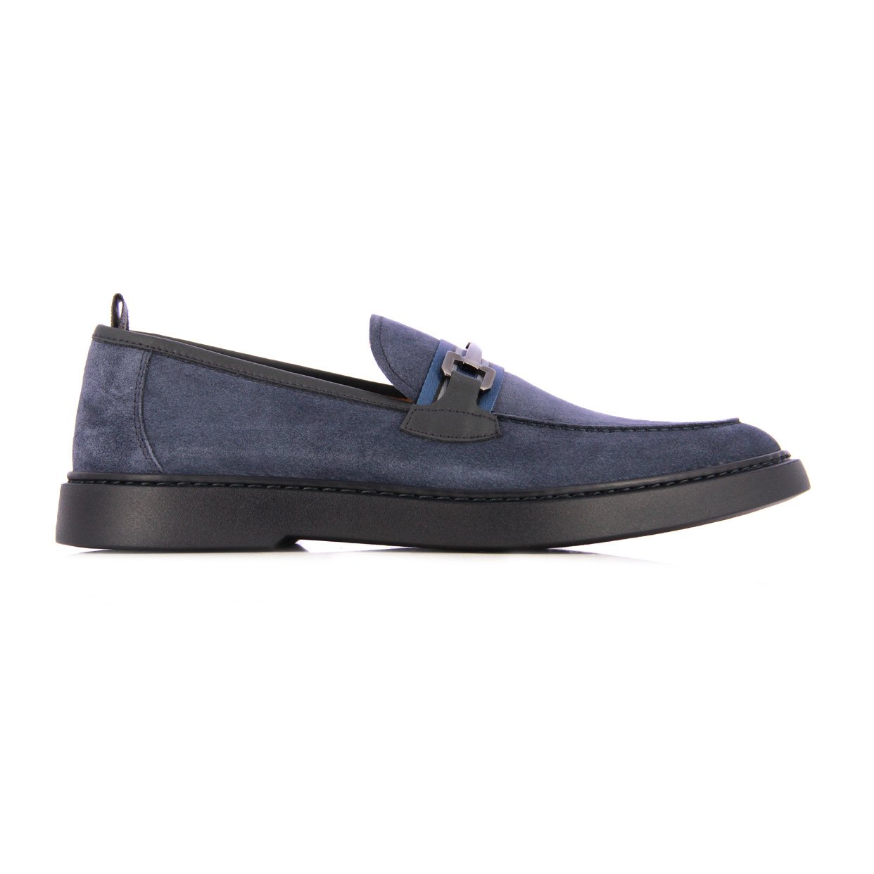 Suede Trim Loafers -Blue