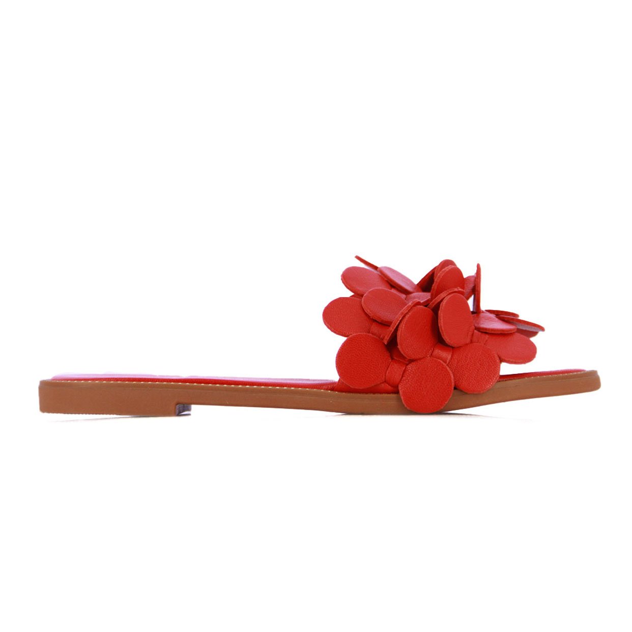 Detailed Leather Slip-On Sandal -Red