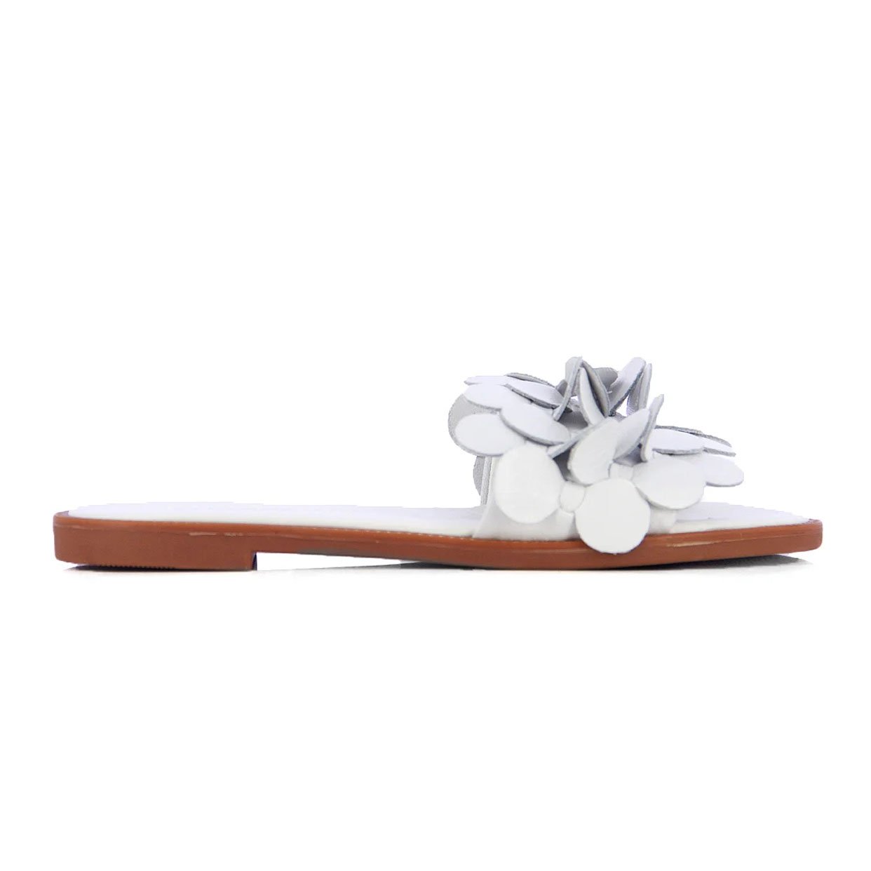 Detailed Leather Slip-On Sandal -White