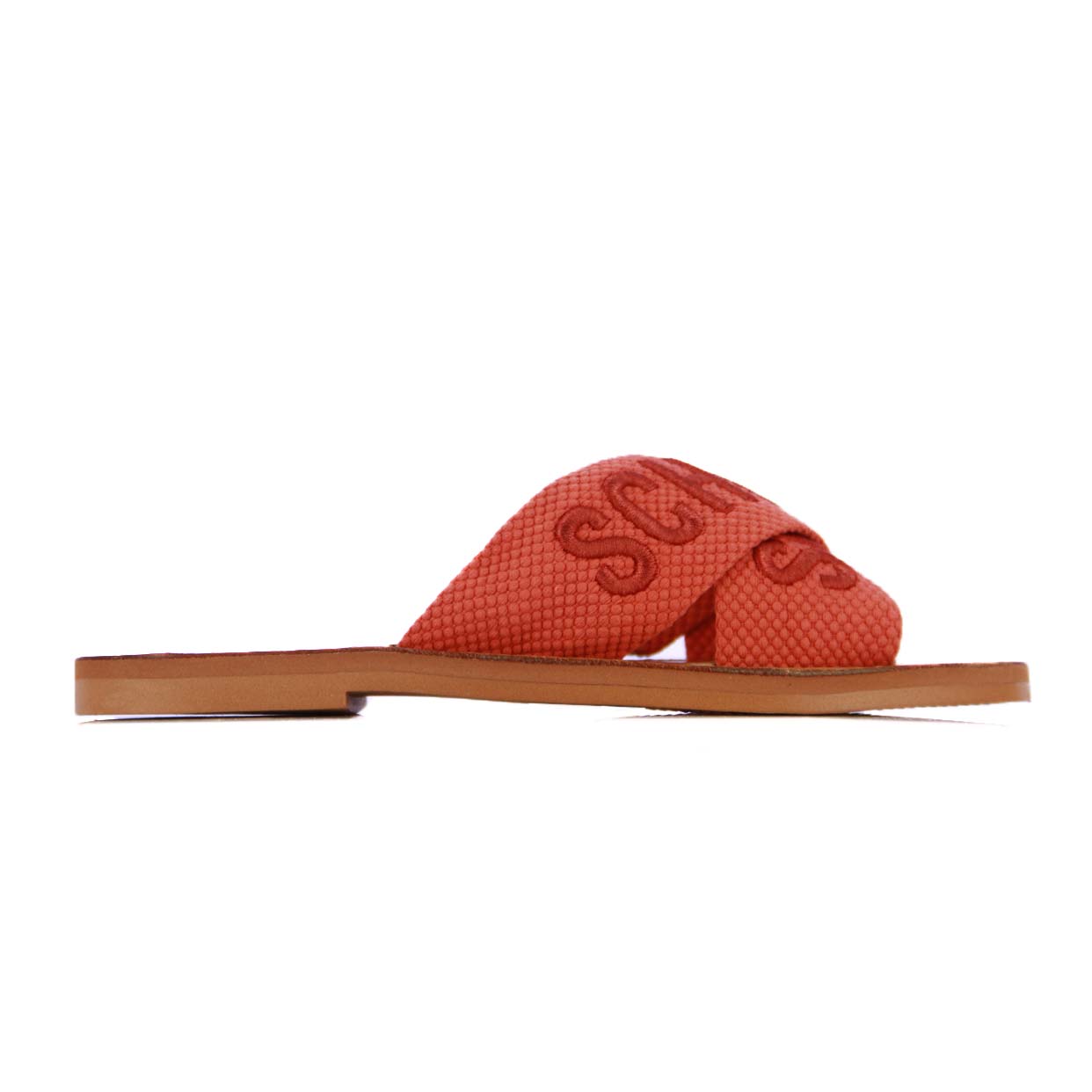 X Logo Blue Flat Sandal -Nectarine