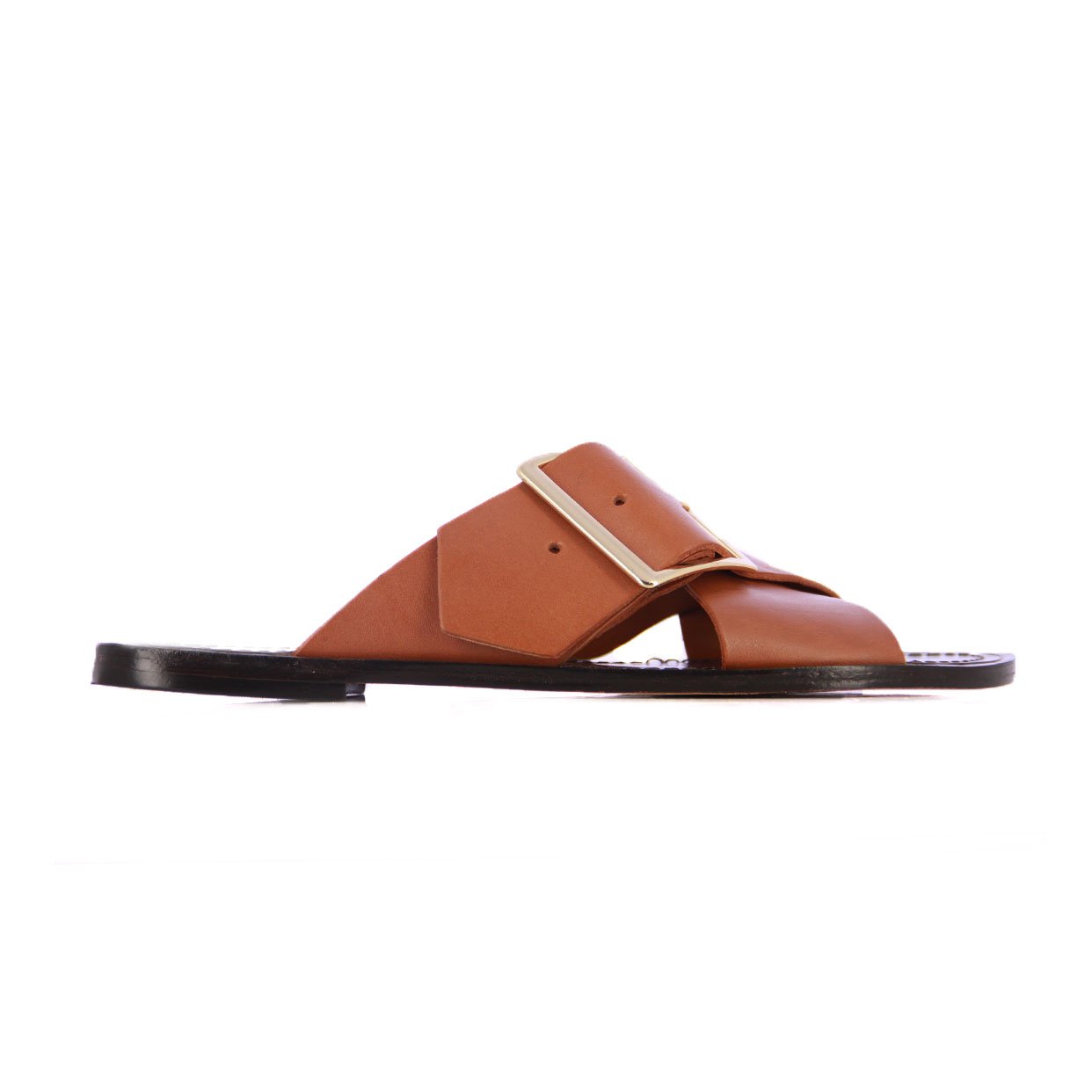Slip-On Buckle Sandals -Natural