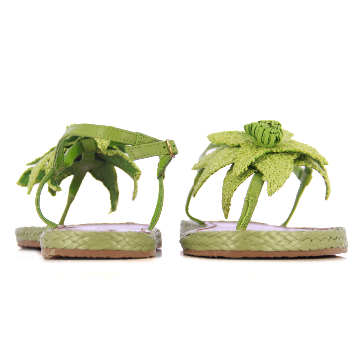 Flat Flower Sandal -Green - Image 5
