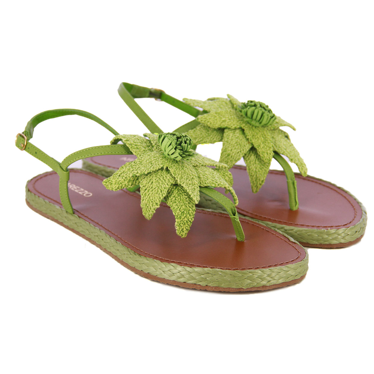 Flat Flower Sandal -Green - Image 2