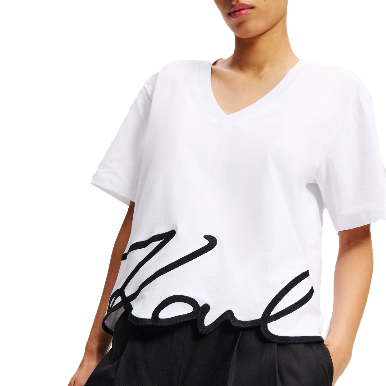 Signature Hem T-Shirt -White - Image 3