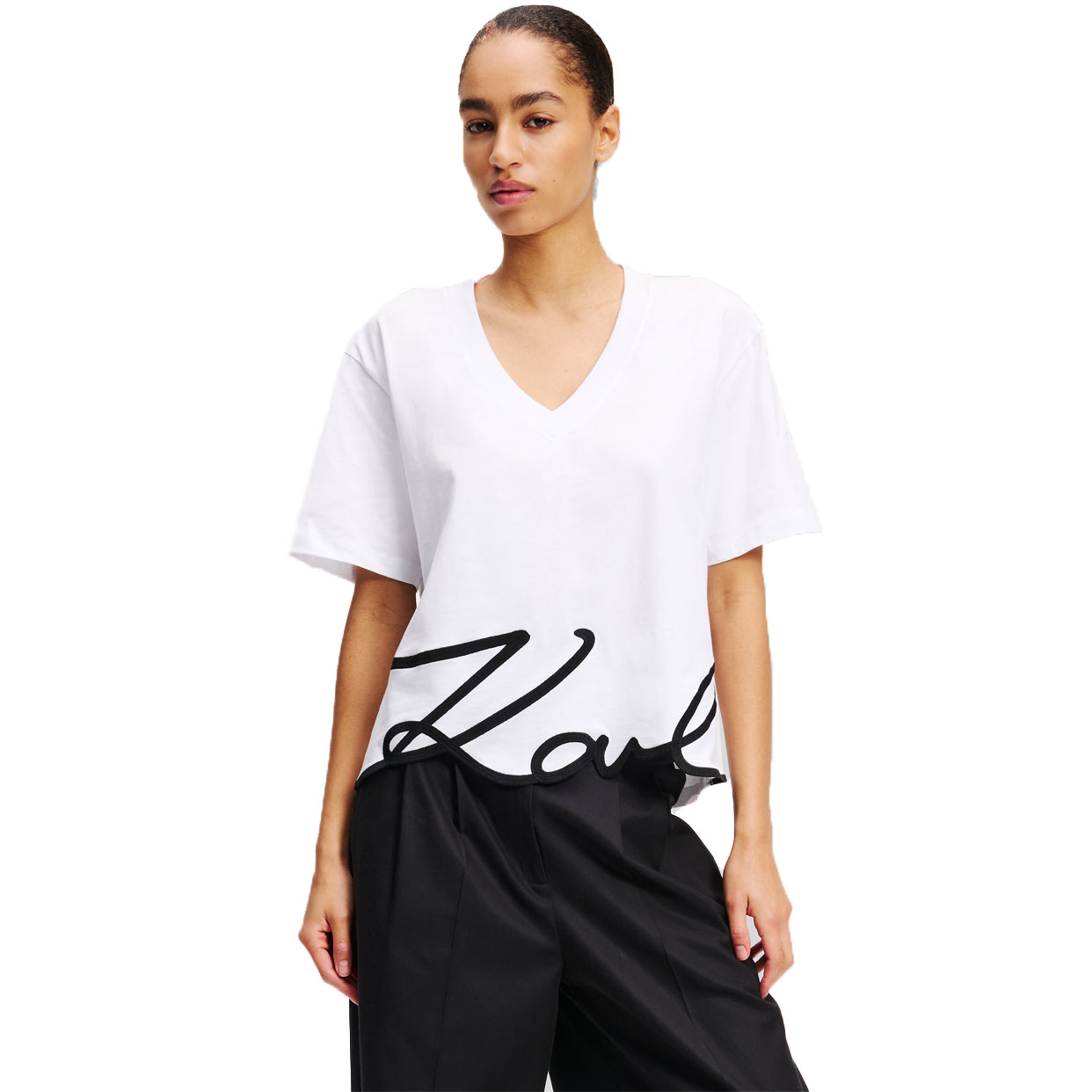 Signature Hem T-Shirt -White - Image 2