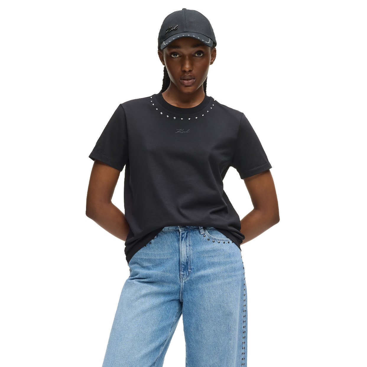 Studded Signature T-Shirt -Black