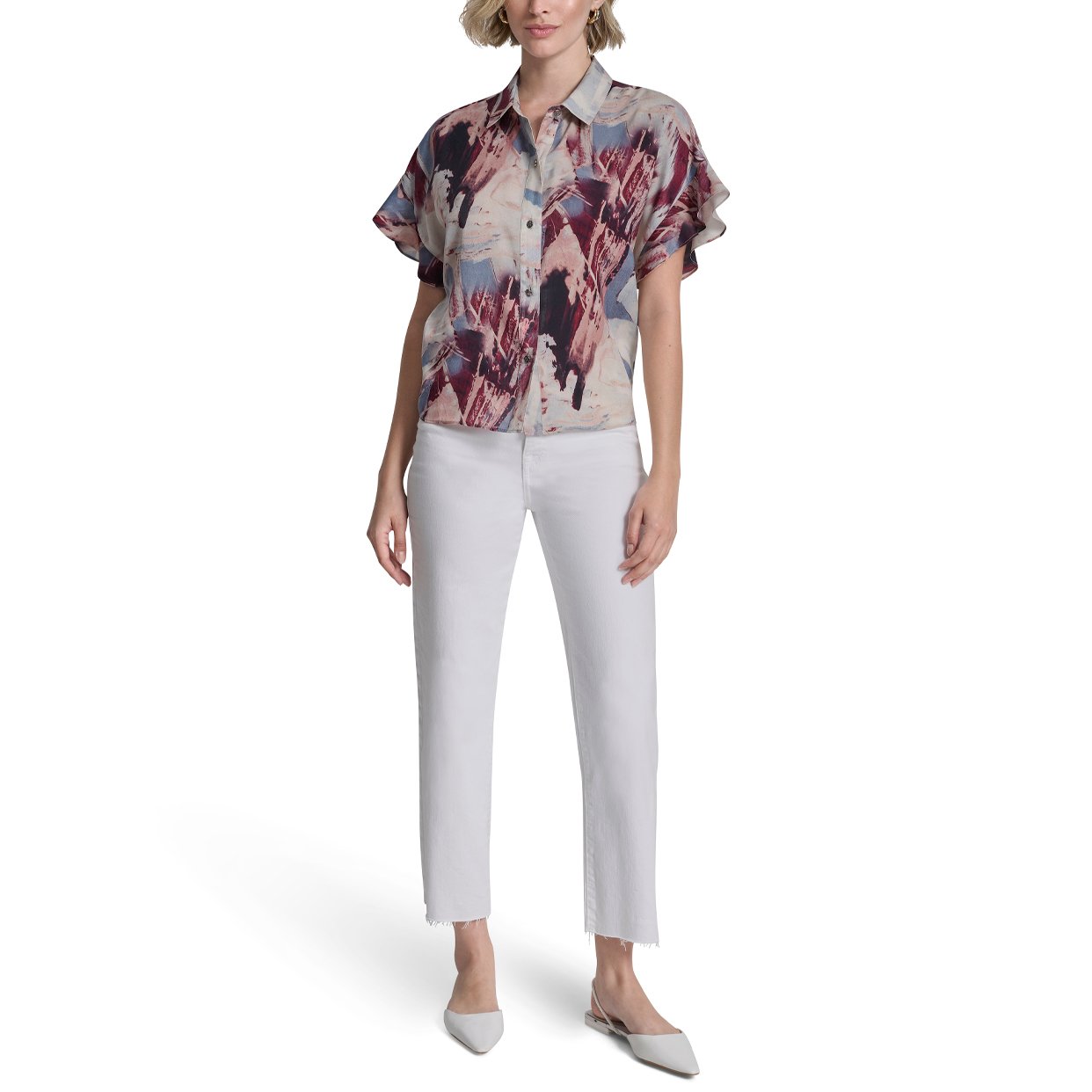 Print Button Blouse -Multi