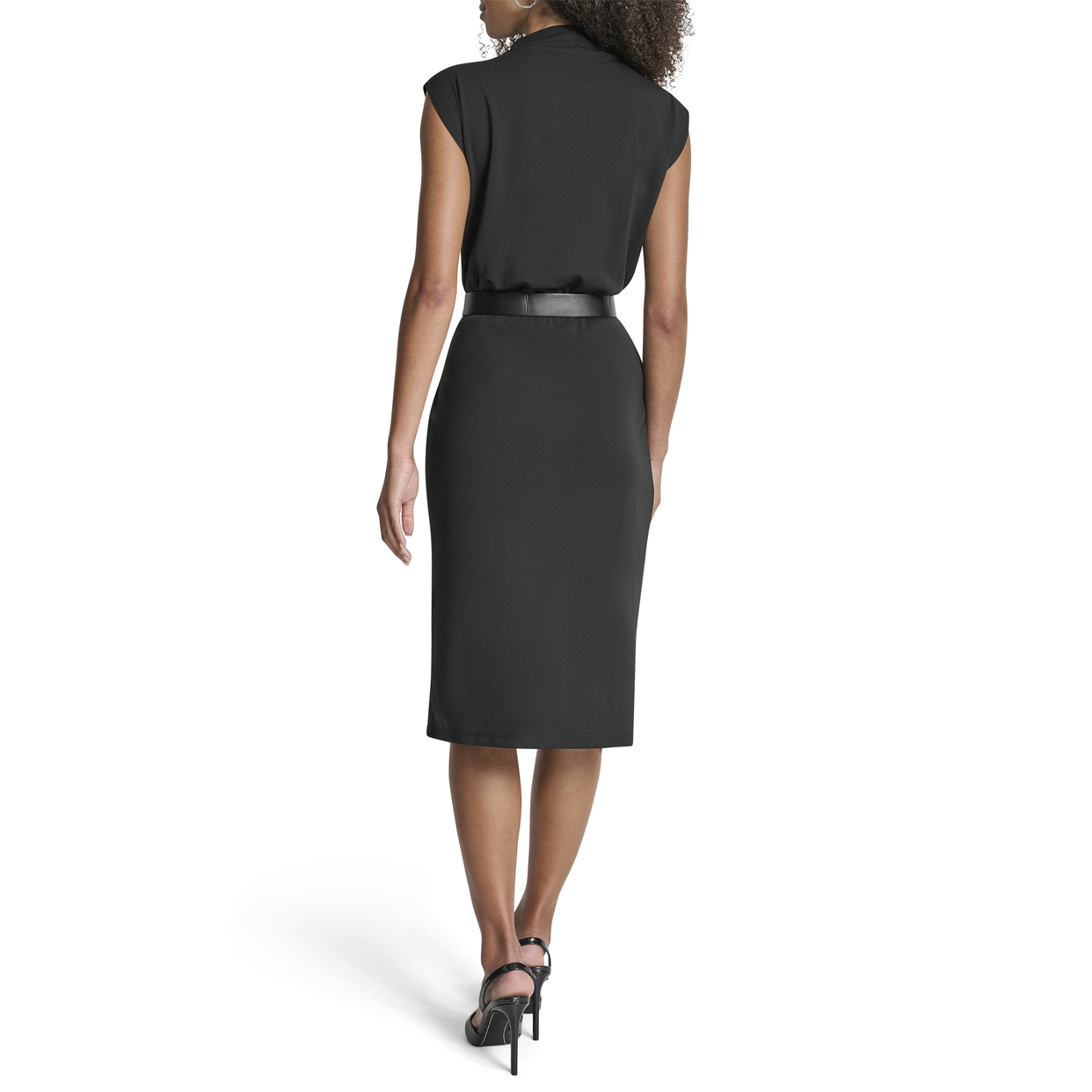 Sleeveless Funnel Dress -Black/Ivory - Image 4