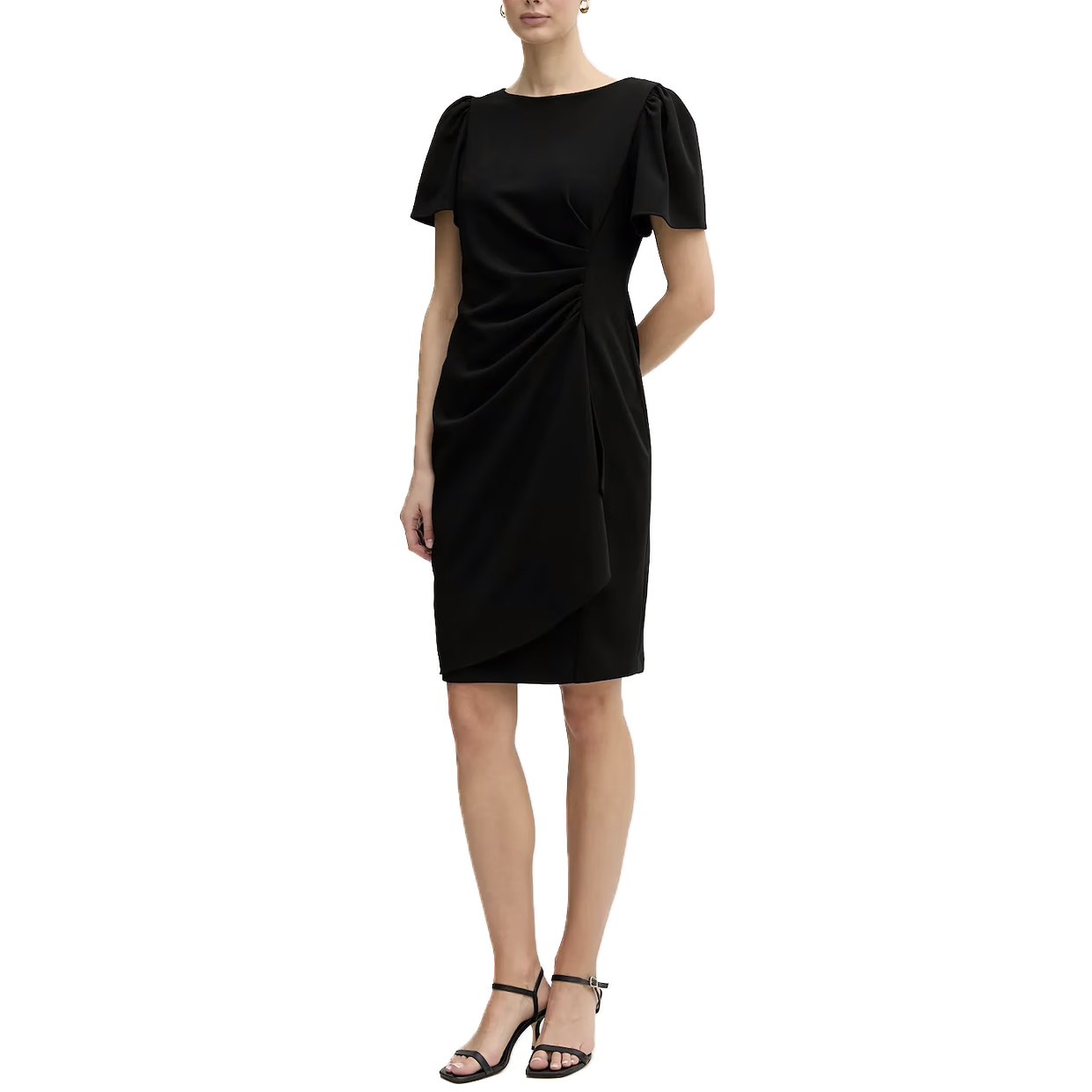 Flutter Ruched Dress -Black