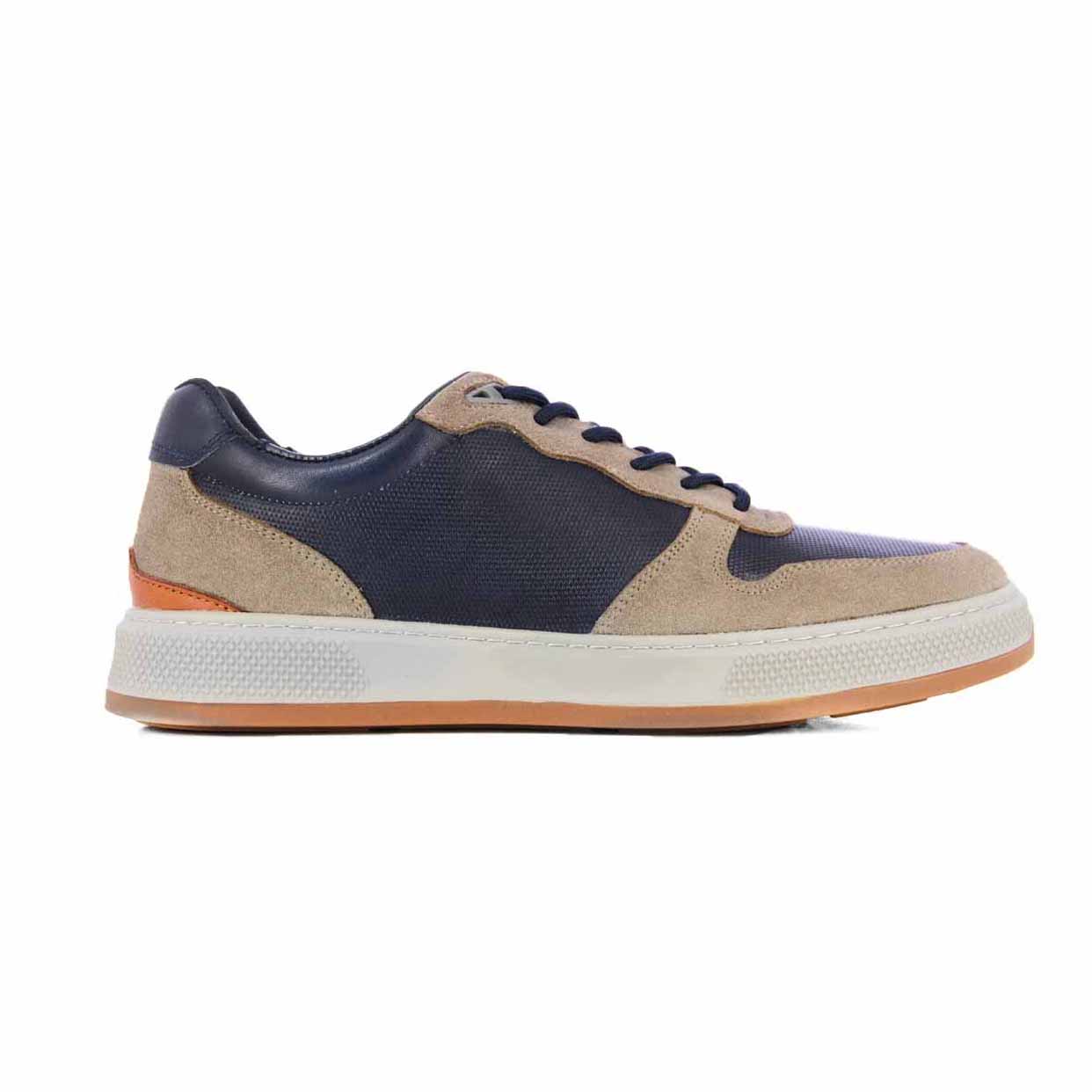 Two-Tone Leather Sneaker -Navy/Grey