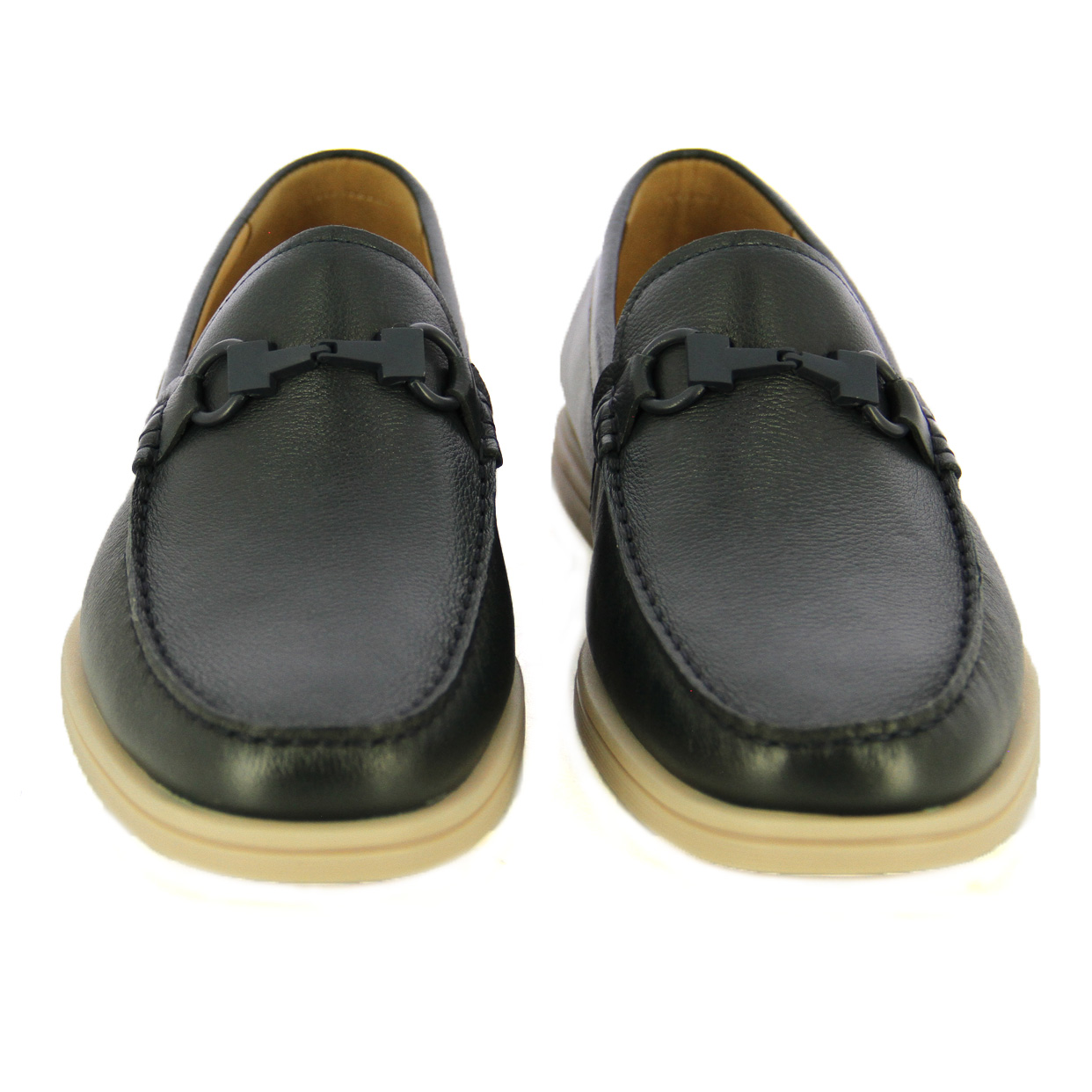 Slip On Leather Loafer -Navy - Image 3