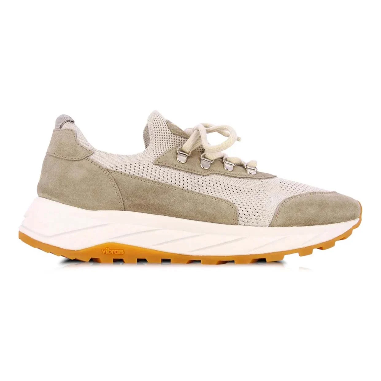 Two-Tone Leather Sneaker -Beige