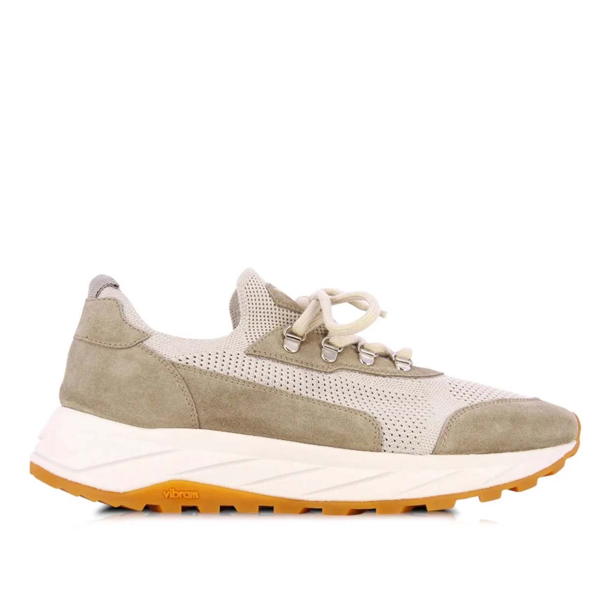 Two-Tone Leather Sneaker -Beige