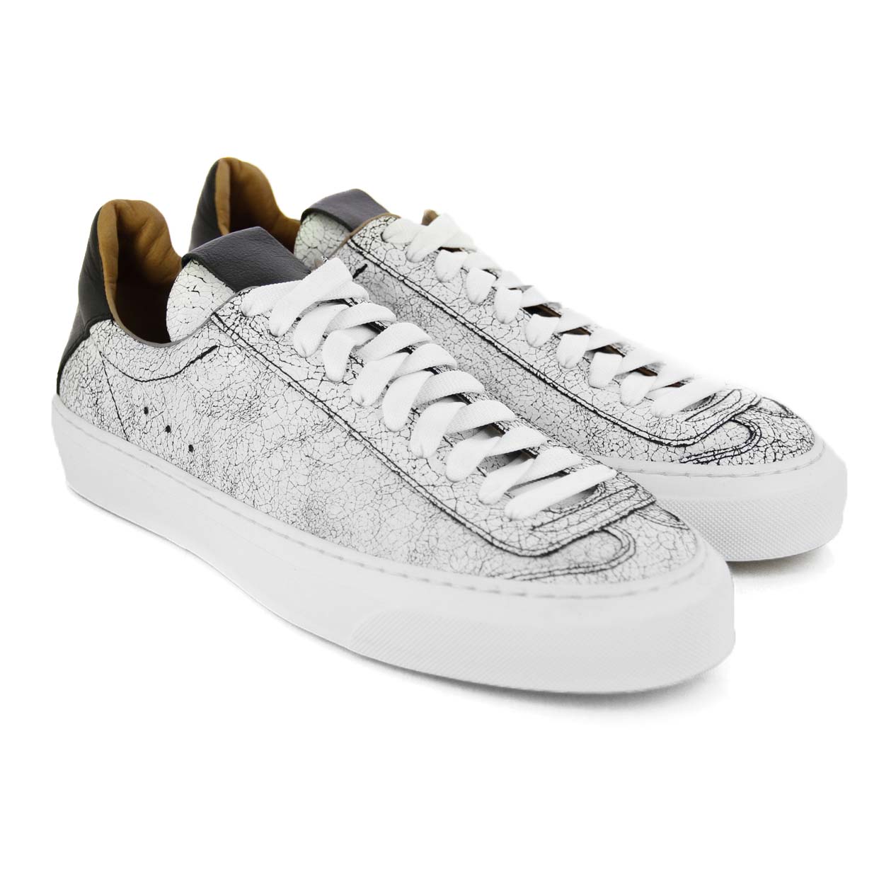 Textured Low-Top Sneaker -Black Leather - Image 2