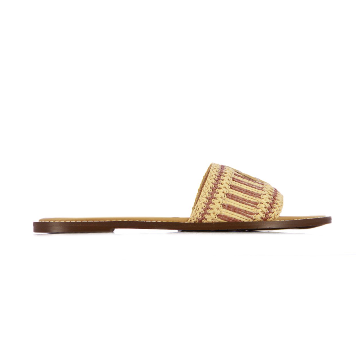 Raffia Slip-On Sandals -Caramel