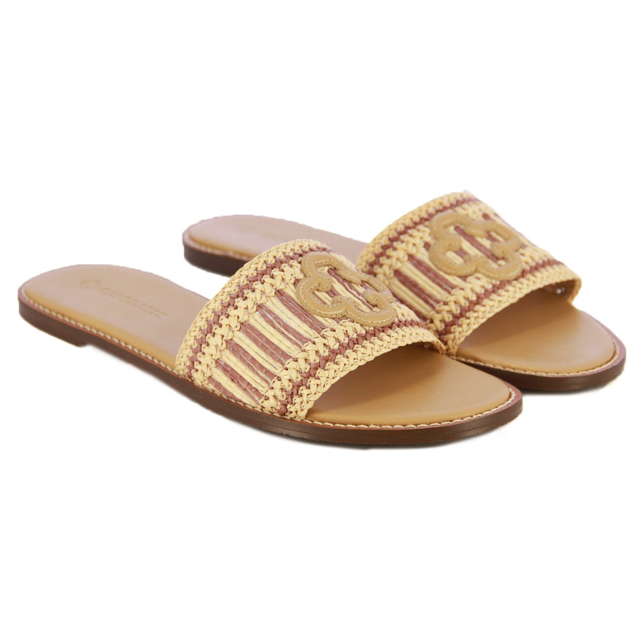 Raffia Slip-On Sandals -Caramel - Image 2