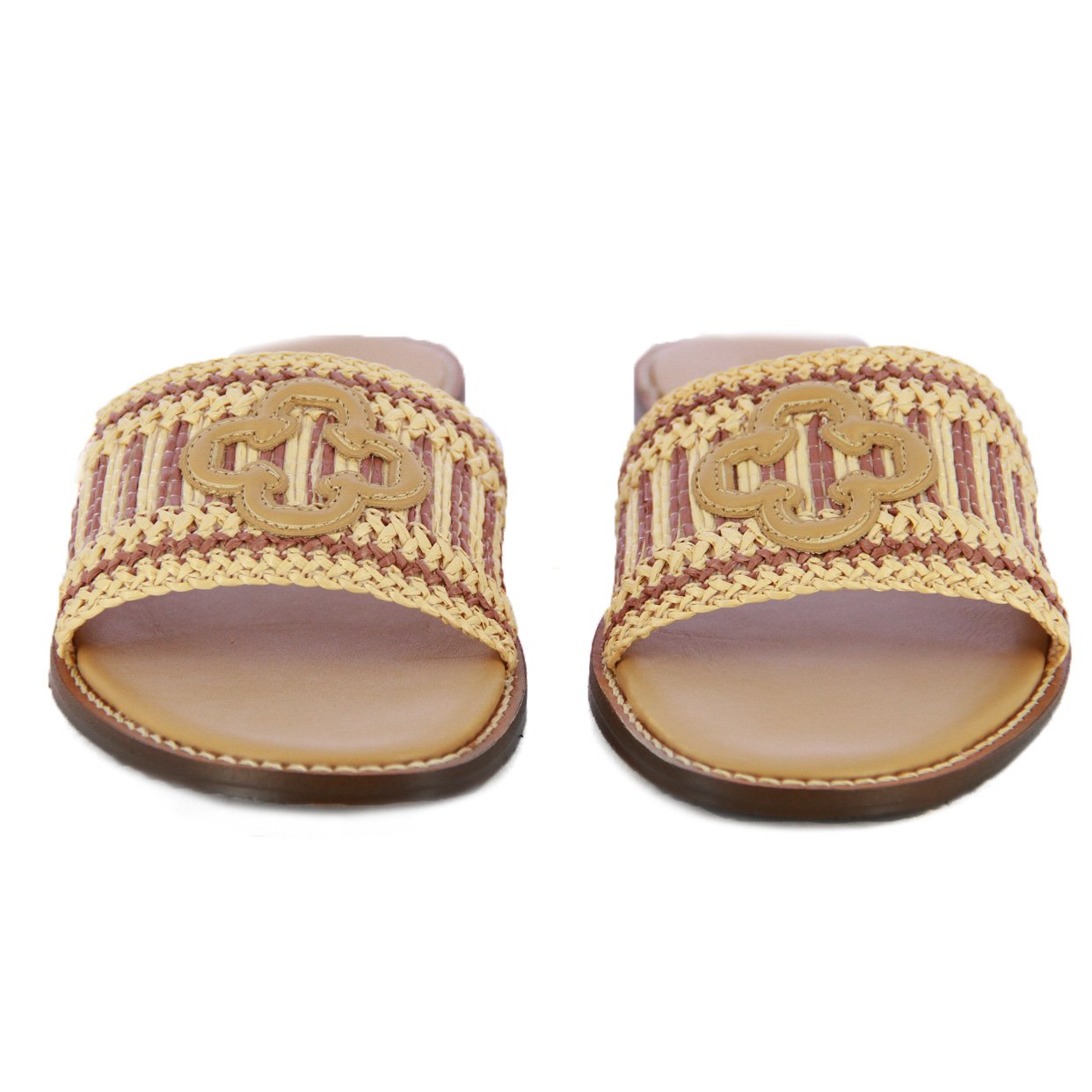 Raffia Slip-On Sandals -Caramel - Image 3