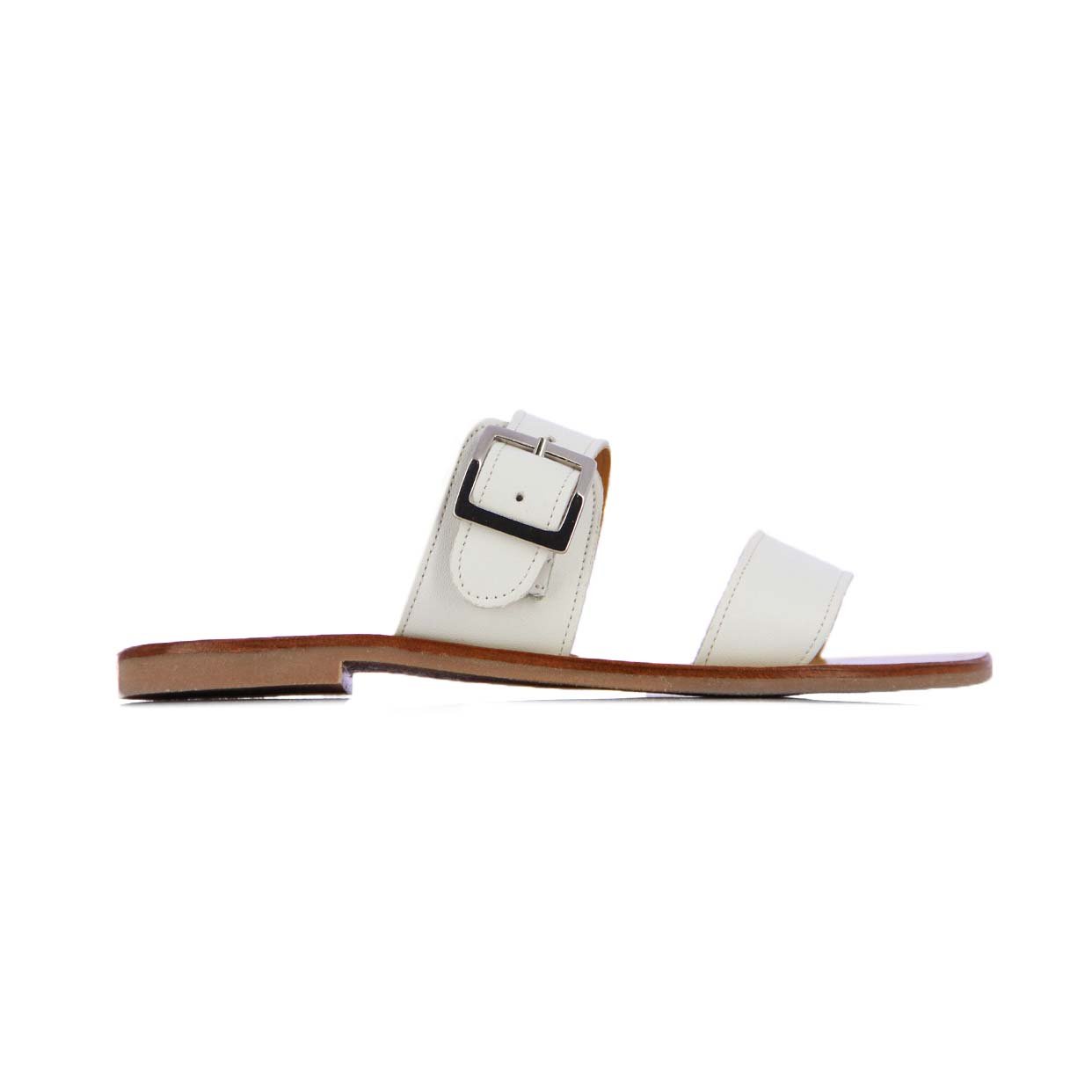Slip-On Buckle Sandal -White