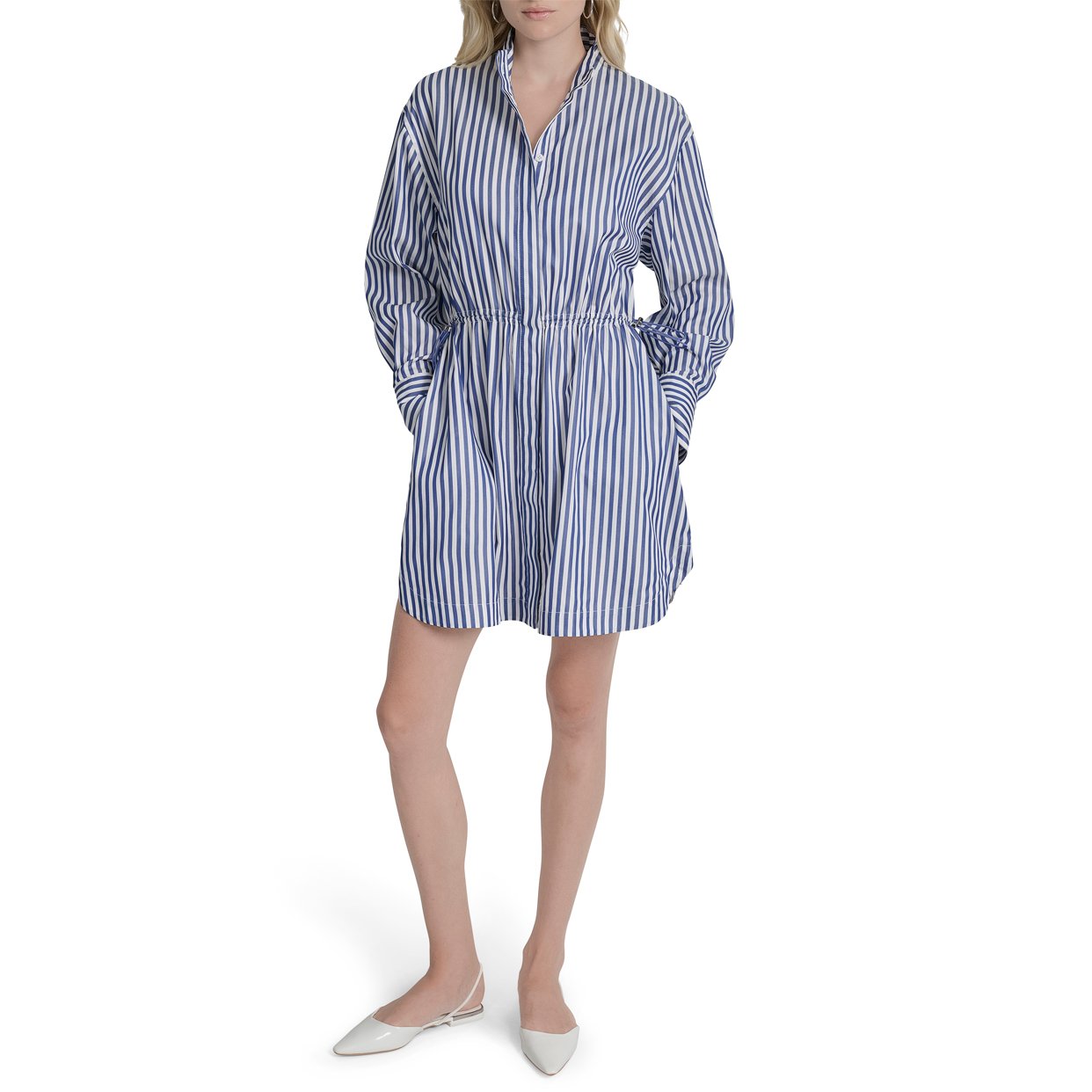 Mandarin Collar Dress -Light Blue