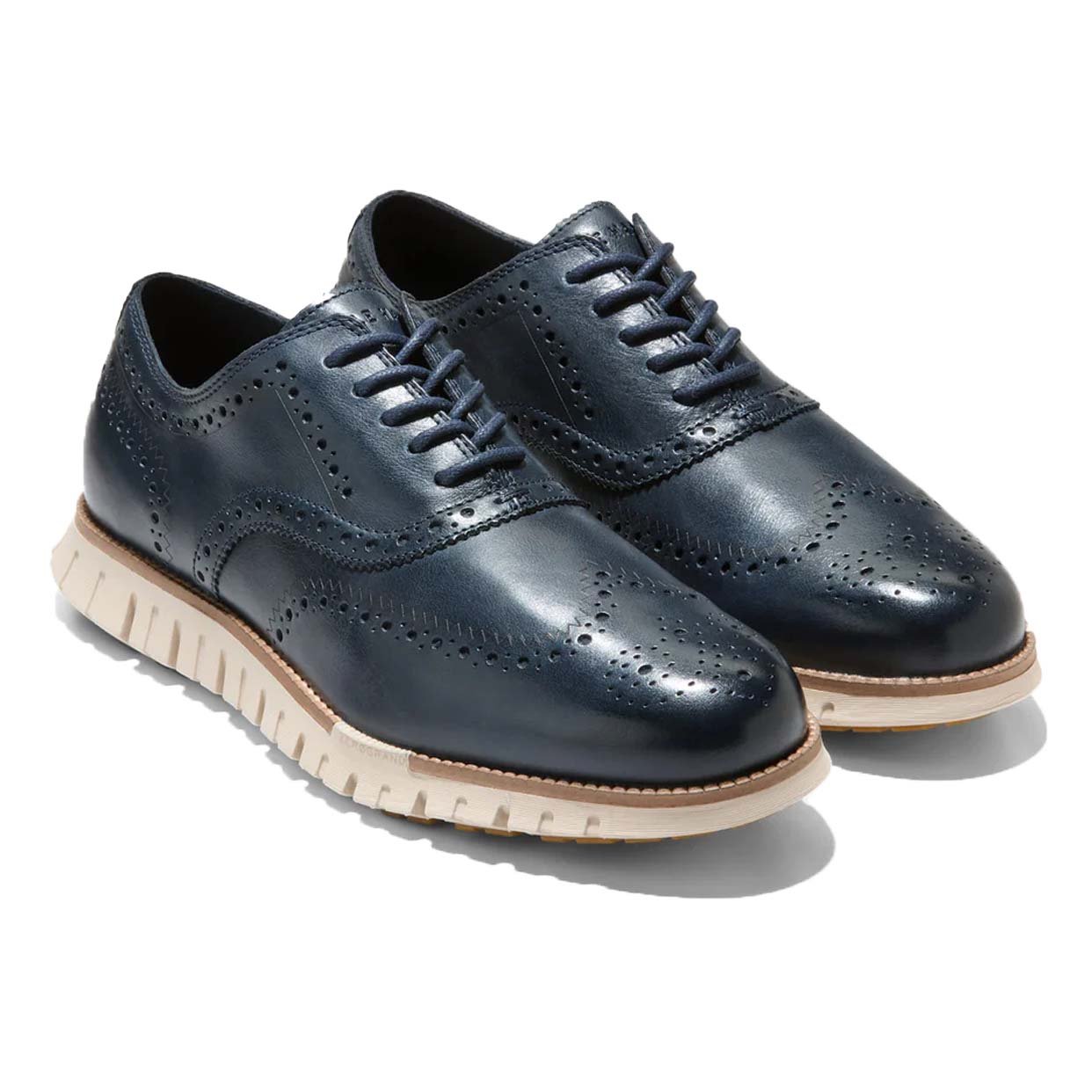 ZERØGRAND Remastered Wingtip Oxfords -Navy/Natural - Image 2