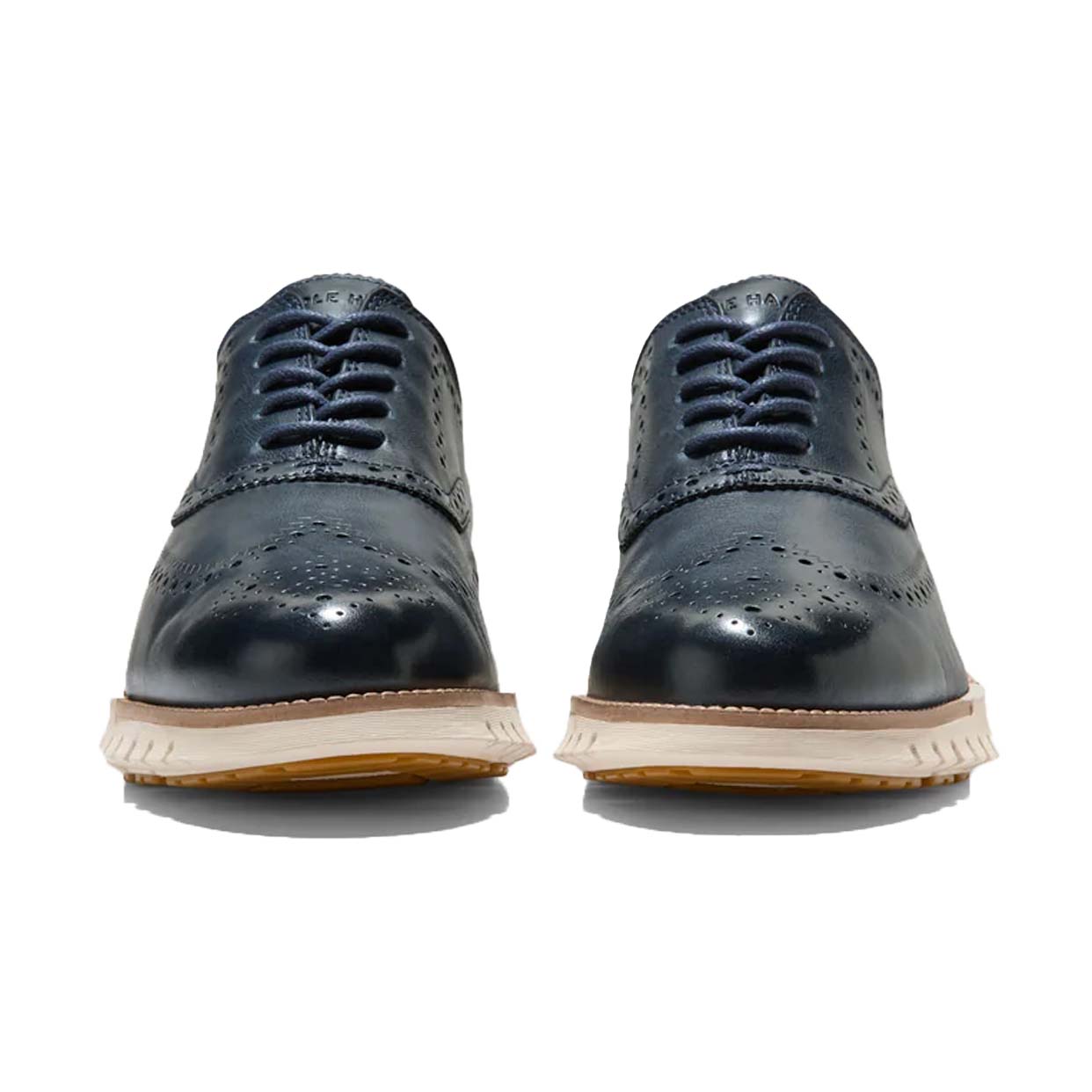 ZERØGRAND Remastered Wingtip Oxfords -Navy/Natural - Image 3