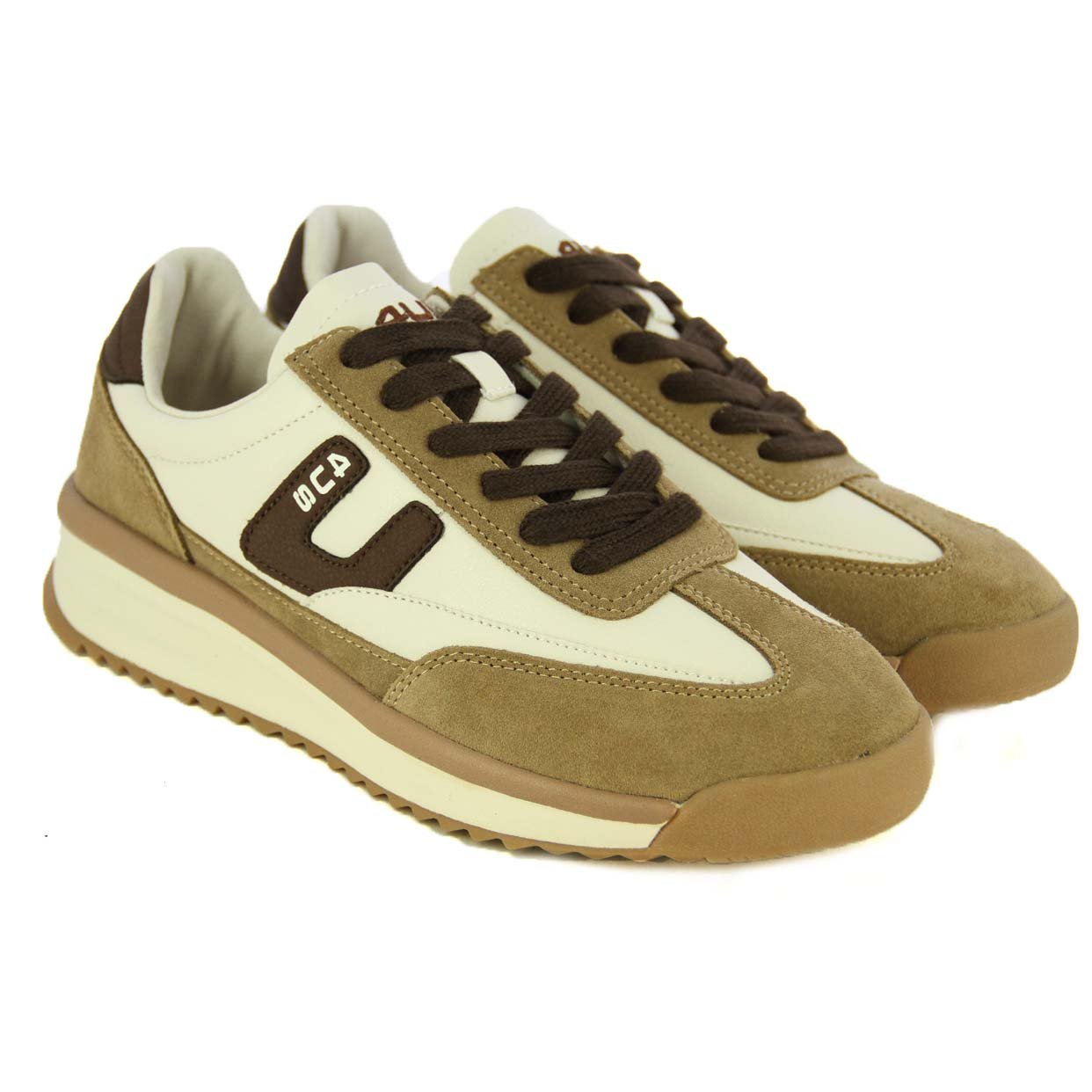 Textured Low-Top Sneaker -Beige - Image 2