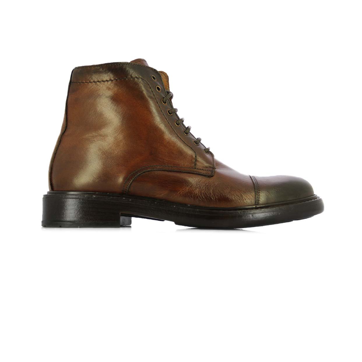 Cap‑Toe Lace‑Up Boot -Brown