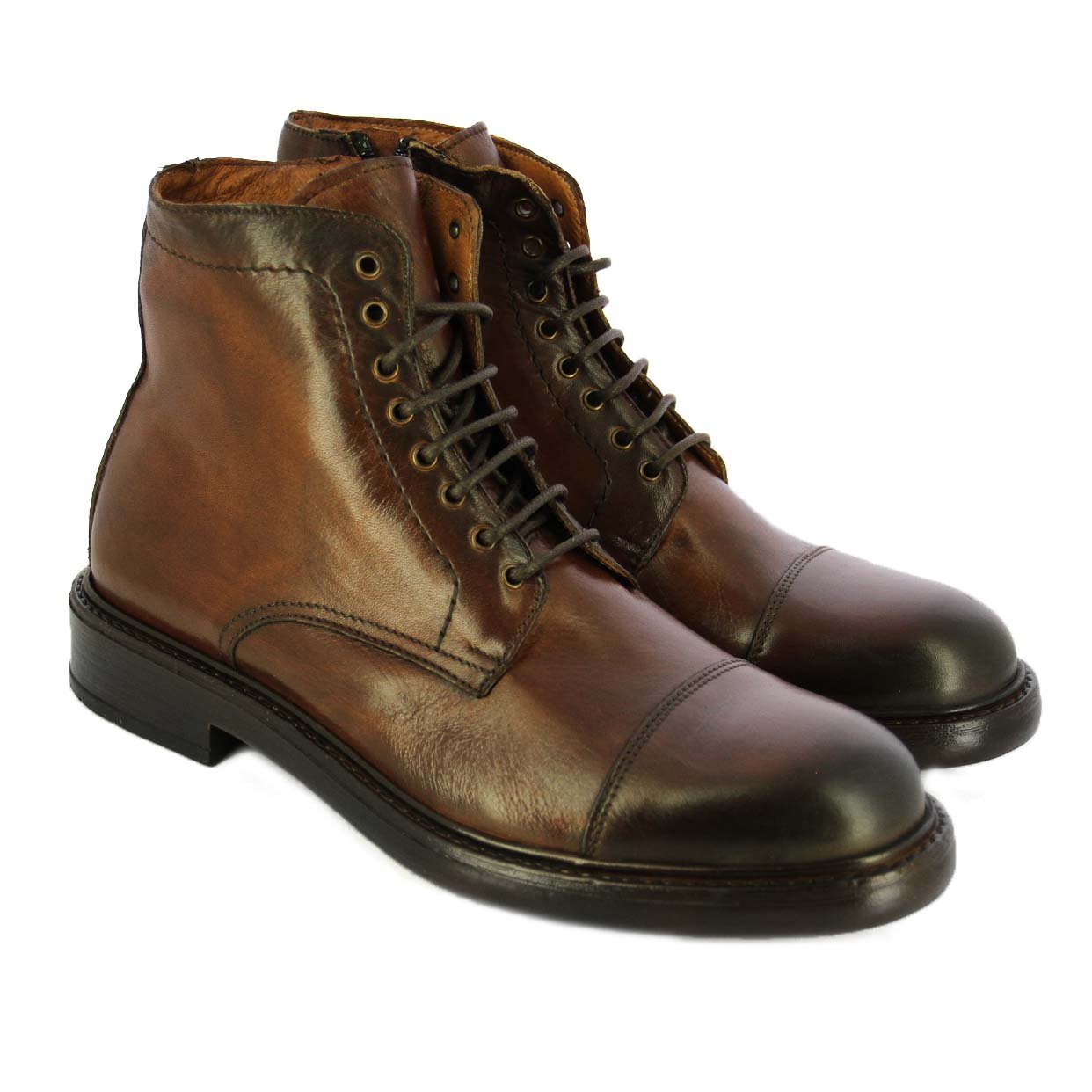 Cap‑Toe Lace‑Up Boot -Brown - Image 2