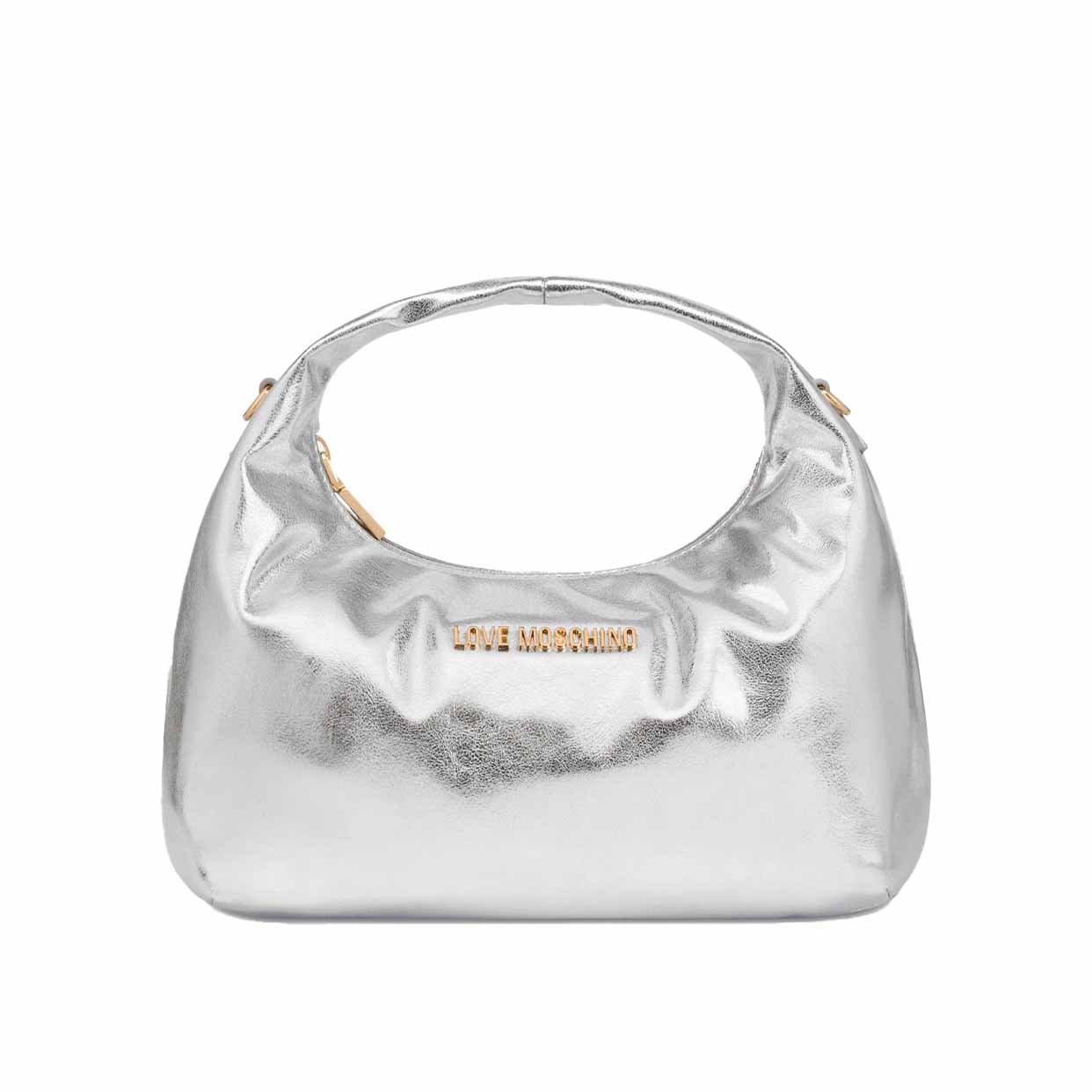 Laminated Fabric Handbag -Silver