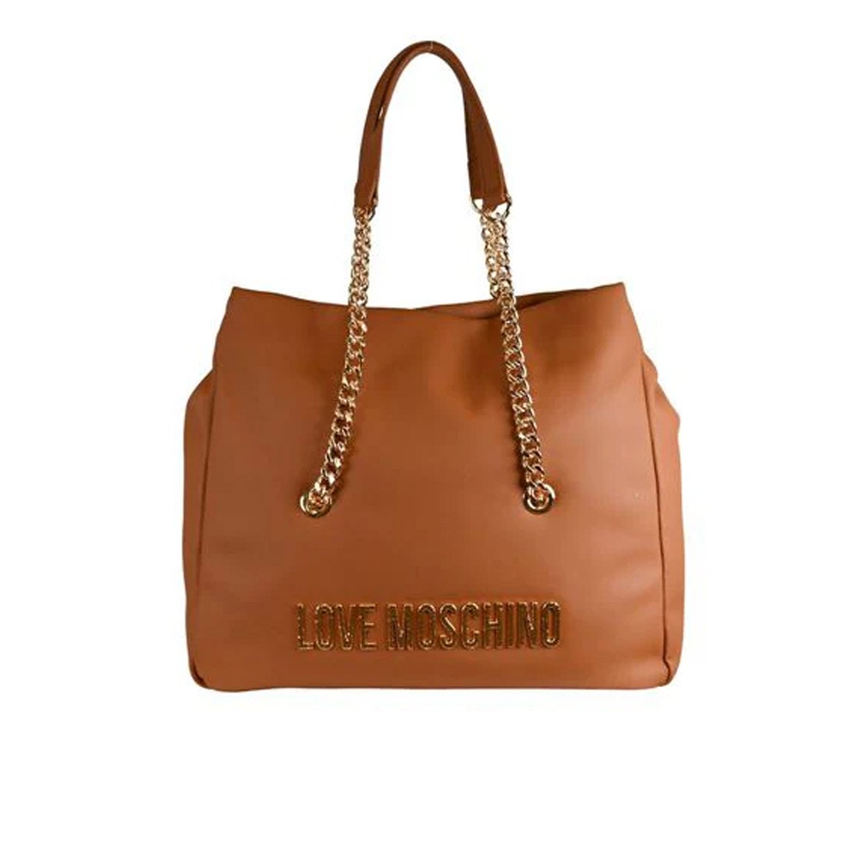 Chain-Detail Logo Tote Bag -Tan