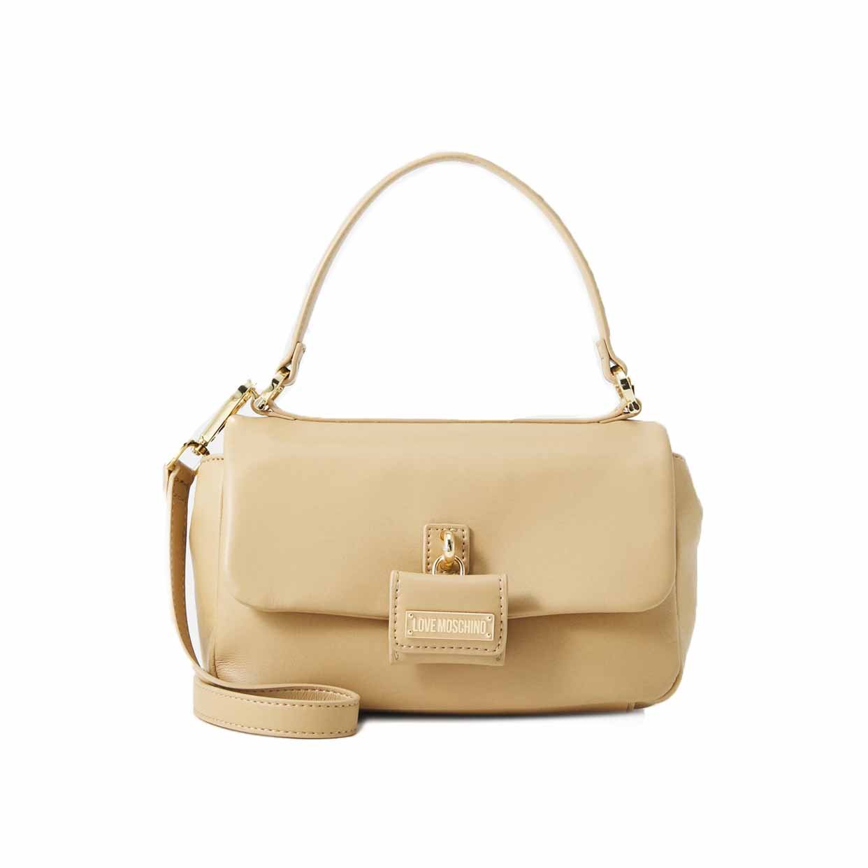 Mini Lock Crossbody Bag -Beige