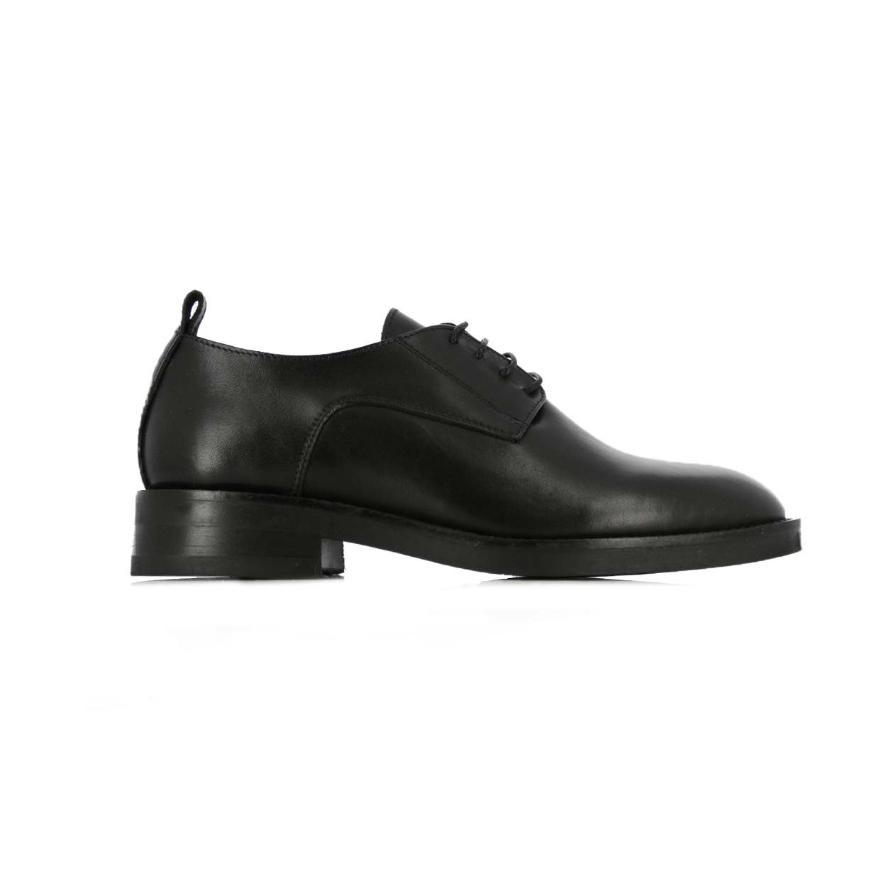 Plain‑Toe Lace‑Up Shoe -Black