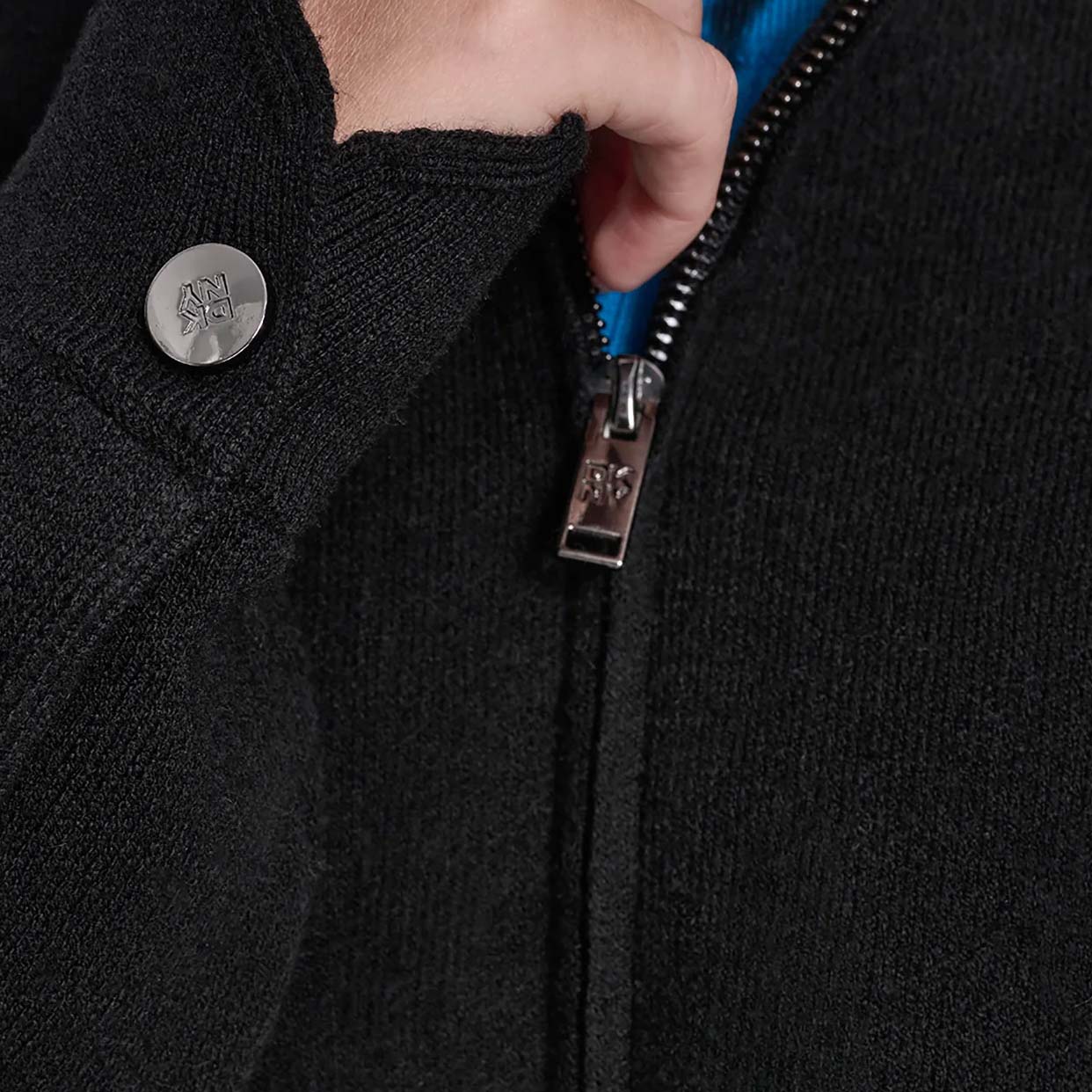 Zip Up Sweater Jacket -Black - Image 4