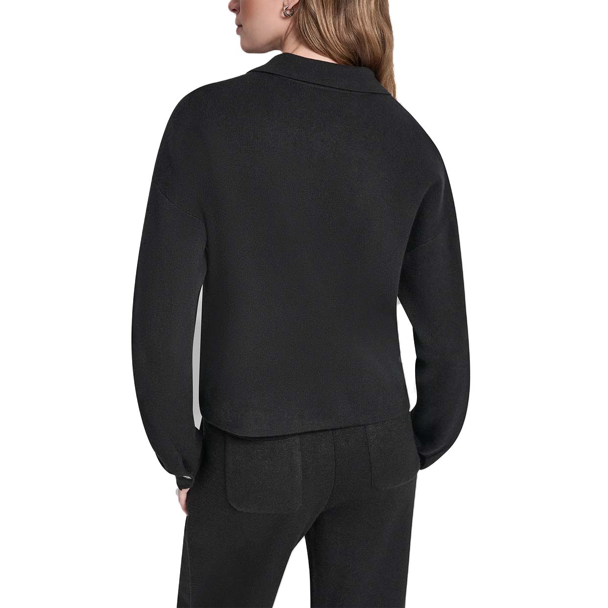 Zip Up Sweater Jacket -Black - Image 5