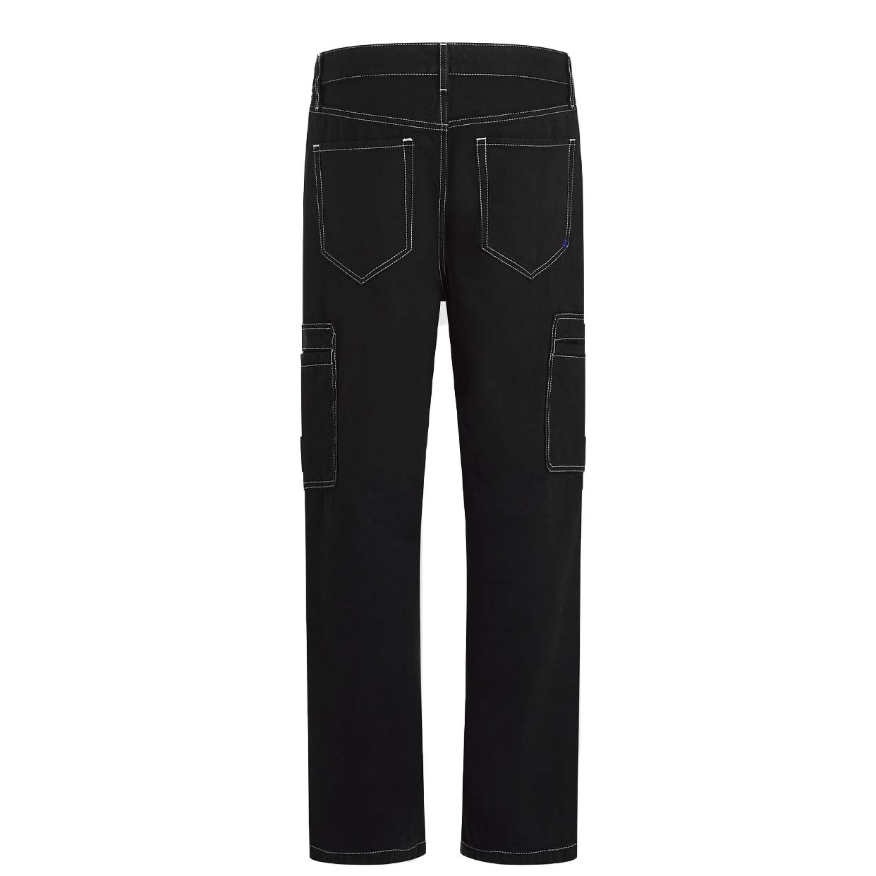 Contrast Stitch Cargo Pants -Black - Image 5