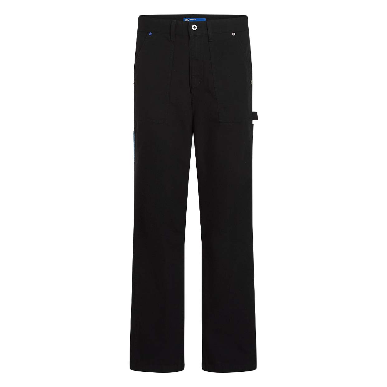 Denim Pocket Carpenter Pants -Washed Blue-Black