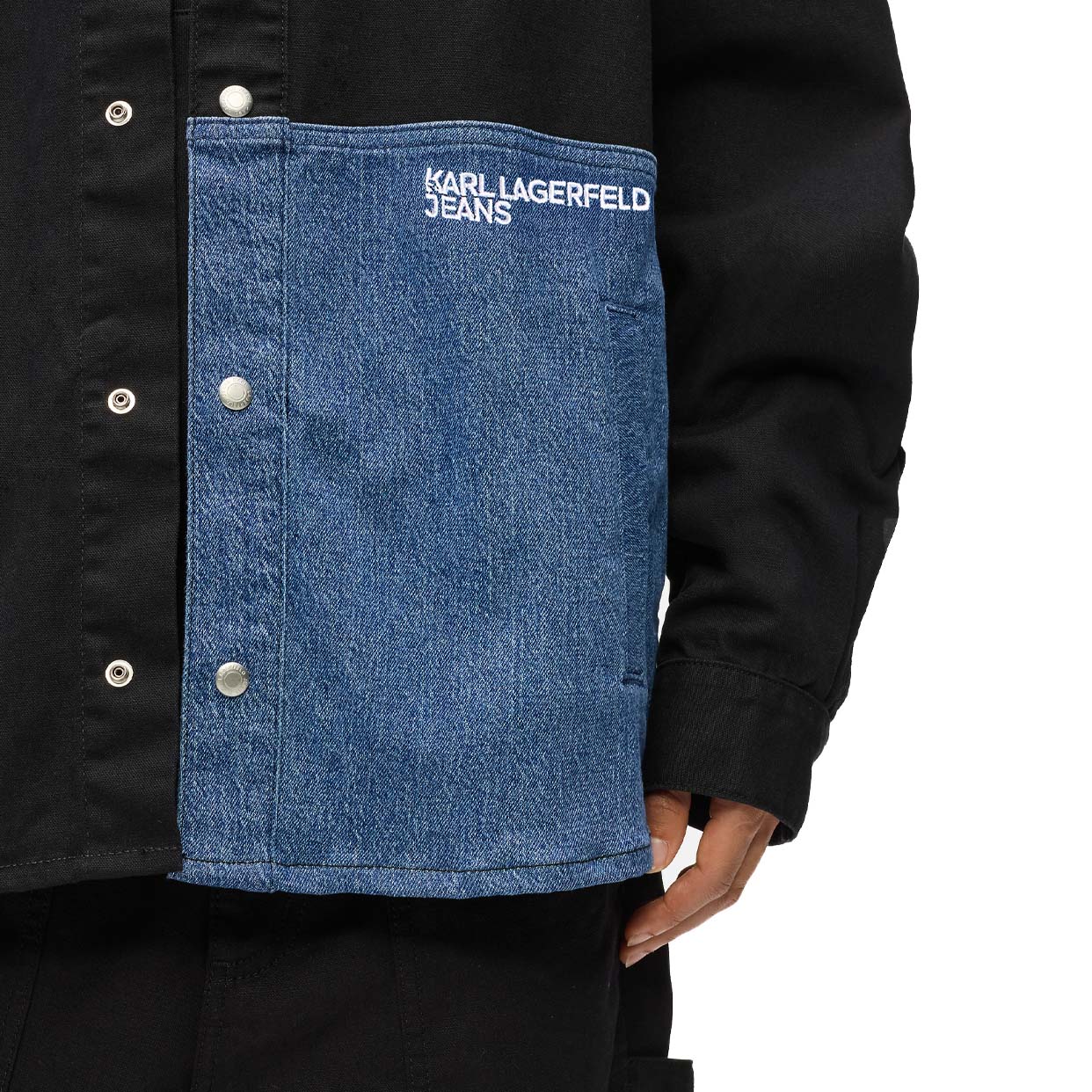 Denim Panel Overshirt - Washed Blue-Black - Image 3
