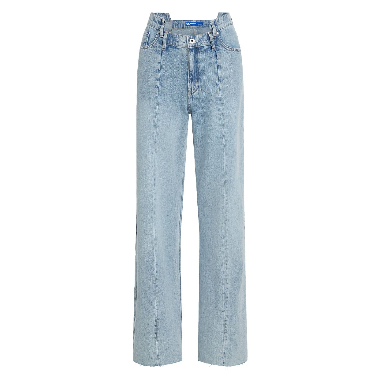 Seamed Mid-Rise Relaxed Jeans -Light Blue
