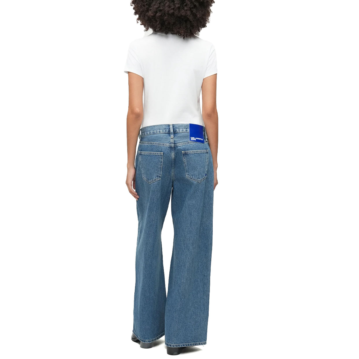 Wide Leg Denim Pants -Mid Marble Blue - Image 4