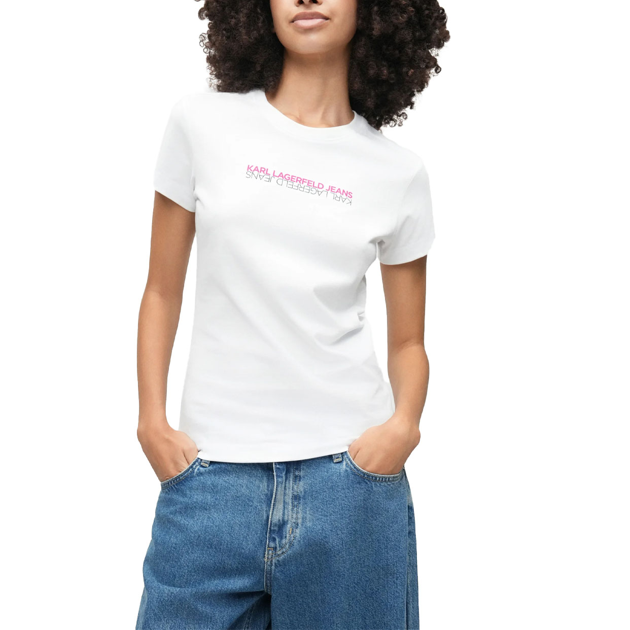 Wide Leg Denim Pants -Mid Marble Blue - Image 2