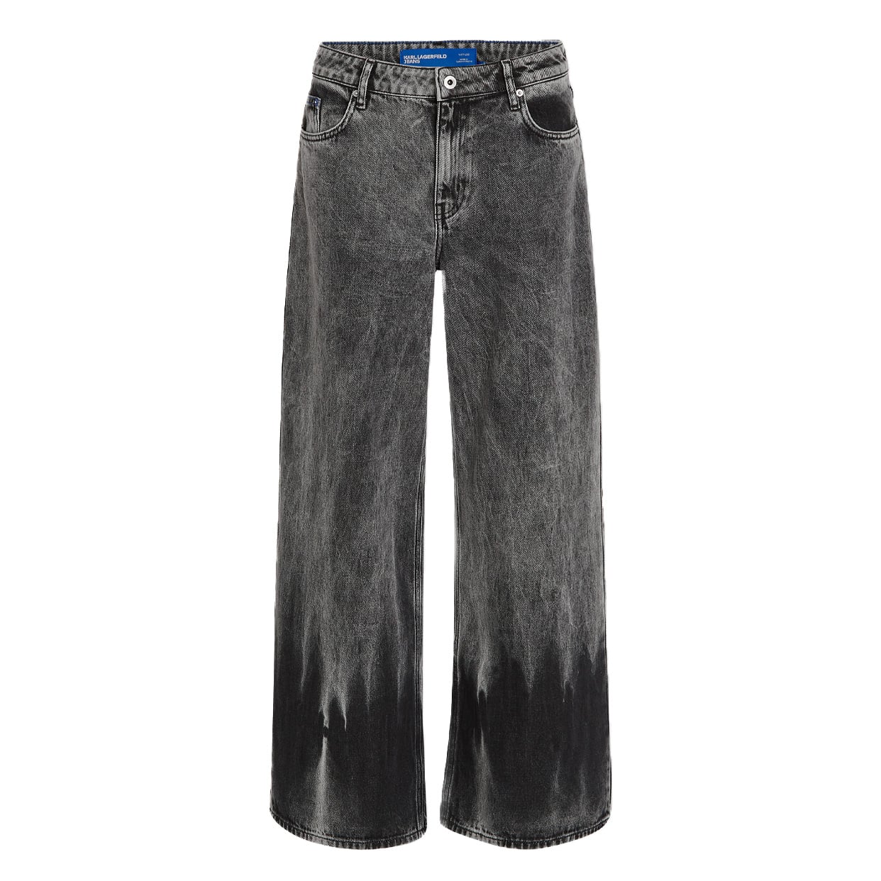 Bleached Low-Rise Wide Leg Jeans - Bleached Denim