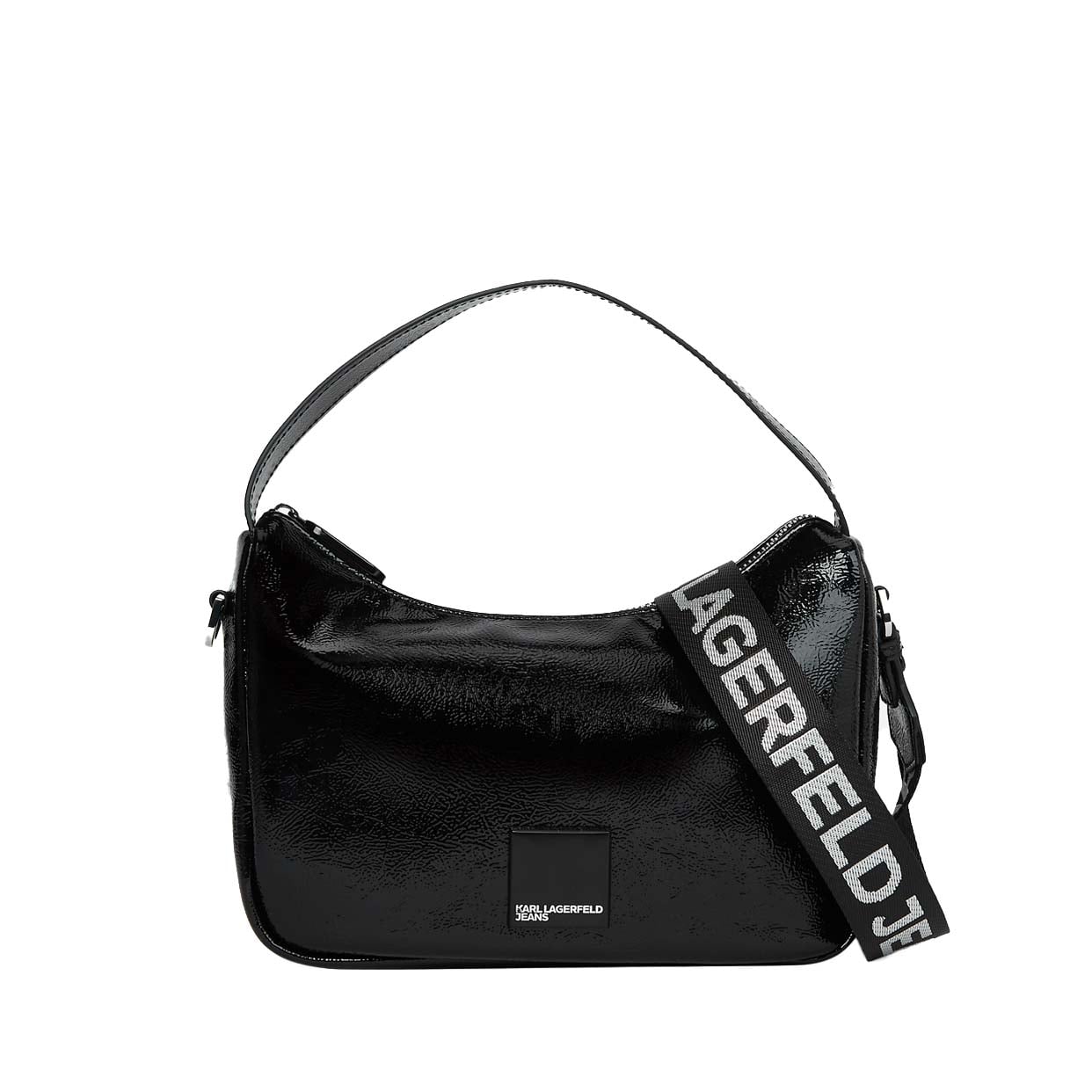 Glossy Mini Hobo Bag -Black