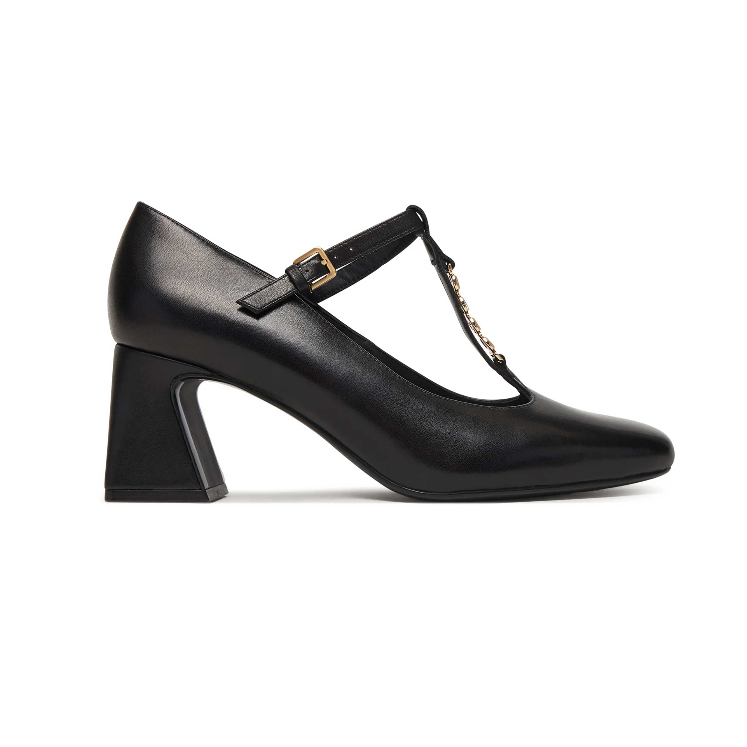 Beata Button Trim Mary Jane Pumps -Black